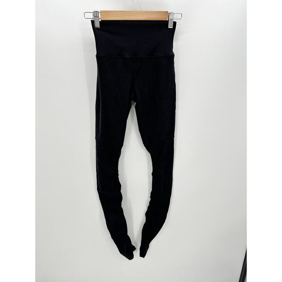 Alo Womens Mid Rise Black Fitted Leggings Size XS Tight Athleisure Workout Tight - Picture 2 of 7